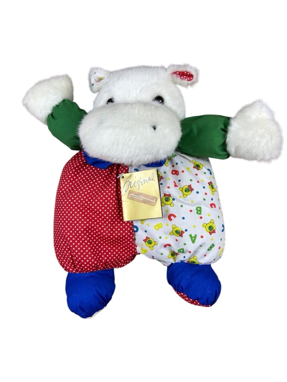 Vintage Anna Club Plush Hippo Doll ABCs Polka Dots RARE 13” NWT